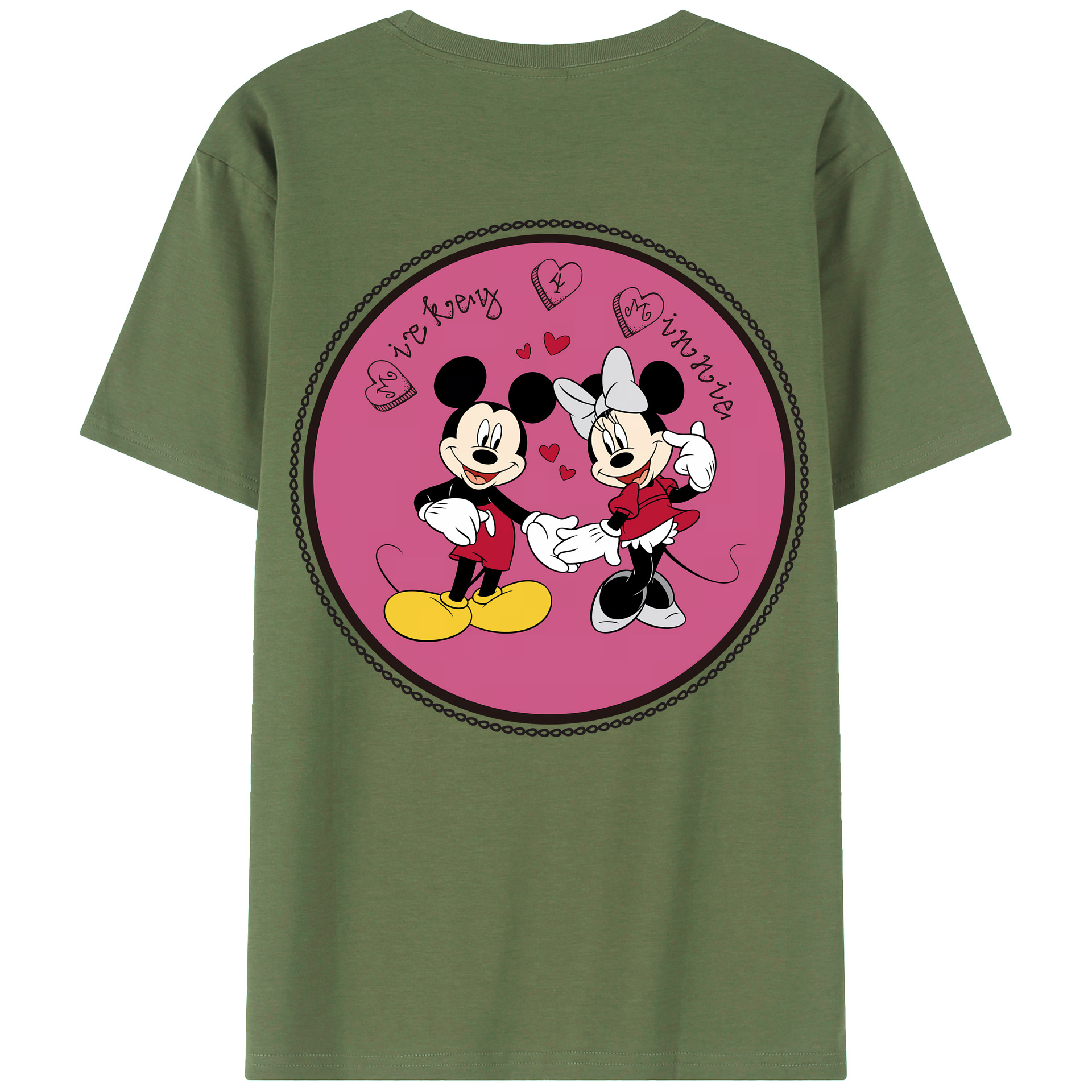 ミッキーマウス Mickey Mouse 綿100％ メンズ半袖Tシャツ（バックプリント） 通気性